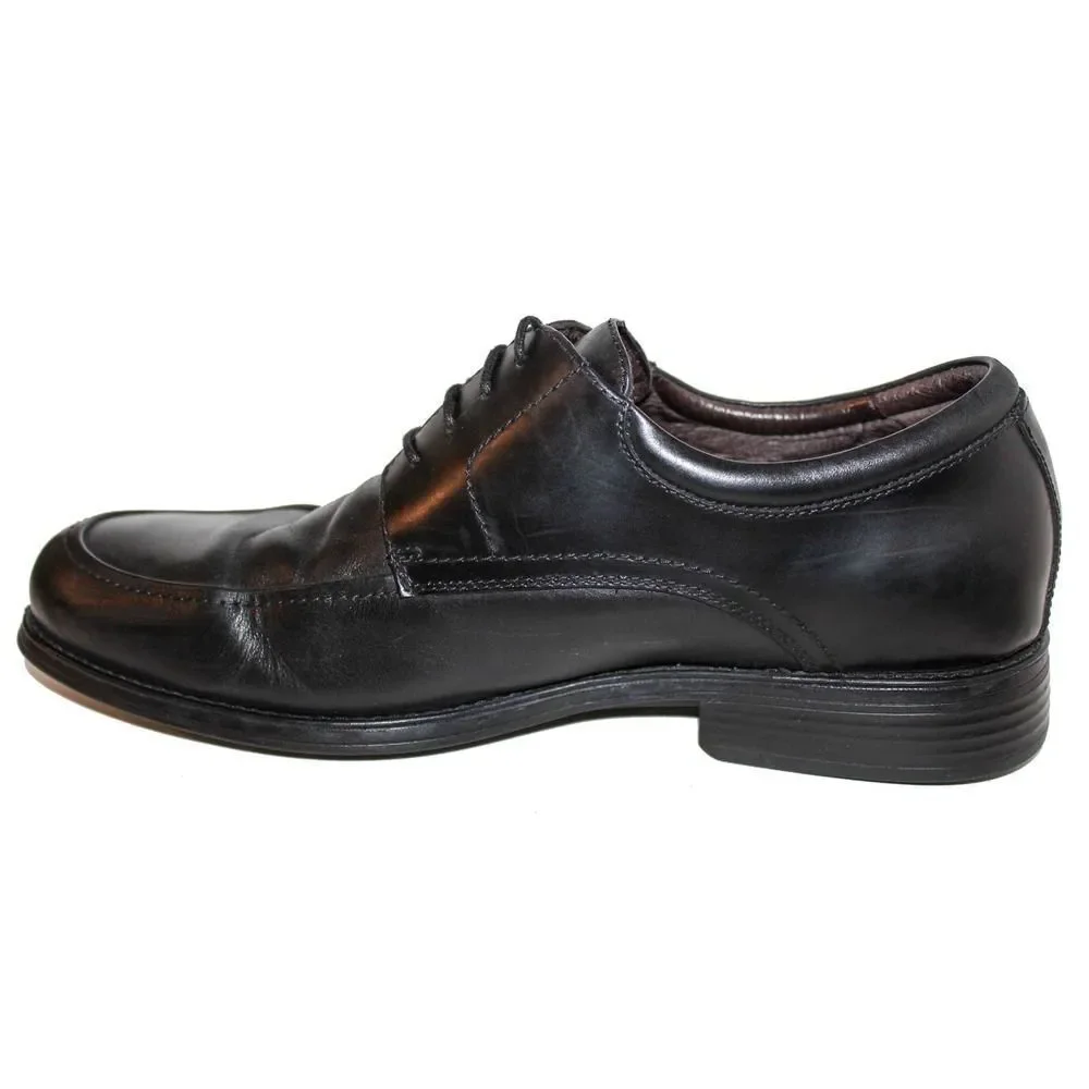 JOHNSTON & MURPHY ATCHISON MOC TOE Black Leather Lace Up Oxfords Mens Shoes 10.5